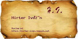 Hirter Iván névjegykártya
